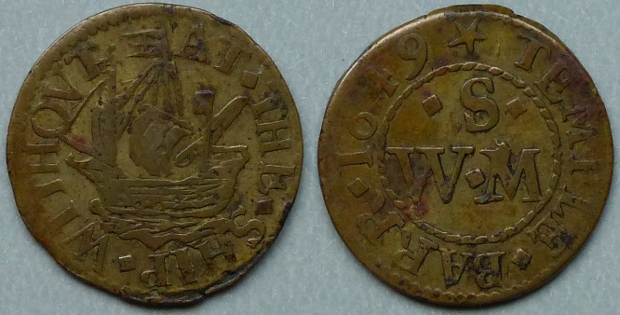 Temple Bar Without, W S (M) AT THE SHIP 1649 farthing